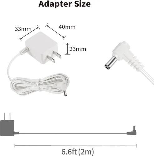 Vista 4 de Tonton Cargador de 5 V y 6.6 pies para monitor de cámara HelloBaby HB6550, HB65, HB50, HB40, HB6250, adaptador de cable de alimentación para monitor