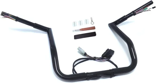 Vista 7 de Manillar precableado de elevación de 14 pulgadas, barra de choque preperforada, color negro, compatible con Harle H-Dy Street Glide/Electra