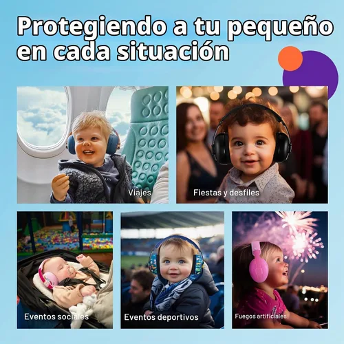 Vista 4 de Vanderfields Protección de oídos para bebés y niños pequeños - Orejeras para bebés con protección contra el ruido infantil - 21dB NRR - Edad 3 meses
