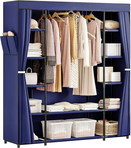 Vista 15 de SORCEDAS Portable Closet Wardrobe Organizer Storage with Cover Non-Woben Fabric Portable Wardrobe Closet for Hanging Clothes Racks Shelving 33 Inch