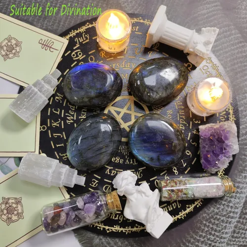 Vista 5 de ZHIYUXI Piedras preciosas de cristal de labradorita negra de 2.2 a 2.4 pulgadas, cristales curativos, piedras de preocupación para regalos