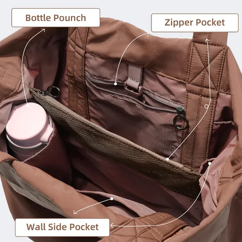 Vista 5 de FODOKO Hobo Crossbody Bags 2.0, 19L Totes Bolso grande con correas para mujer, múltiples bolsas de hombro de nailon para viajes gimnasio