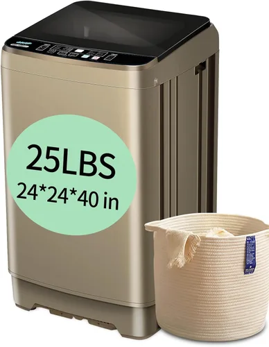 Vista 12 de Lavadora automática completa de 17.7 libras con pantalla LED, lavadora compacta con vertedero de drenaje, 10 programas de lavado y 8 niveles