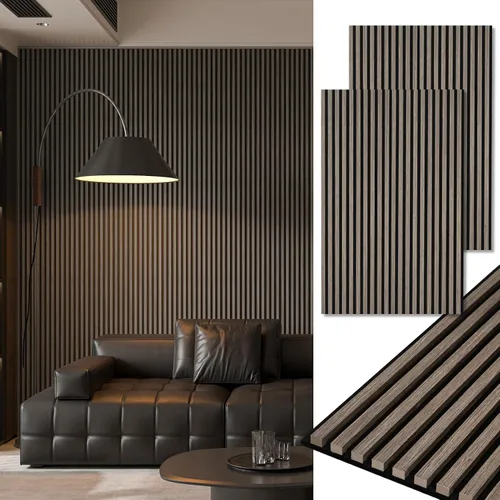 Vista 18 de Art3d Paquete de 2 paneles acústicos de madera de 48 x 24 pulgadas para pared, paneles de listones de madera insonorizados para pared y techo