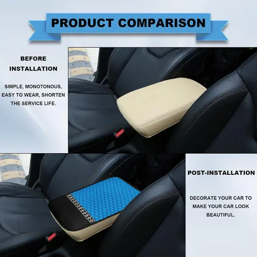 Vista 5 de Funda de cuero brillante para consola central de automóvil, protector de consola central de automóvil, alfombrilla de almacenamiento para Azul