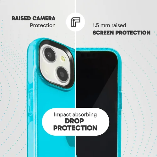 Vista 4 de SteepLab Funda de barrera para iPhone 13, protección de 360 grados que absorbe impactos con bisel elevado y colores llamativos (cielo azul brillante)