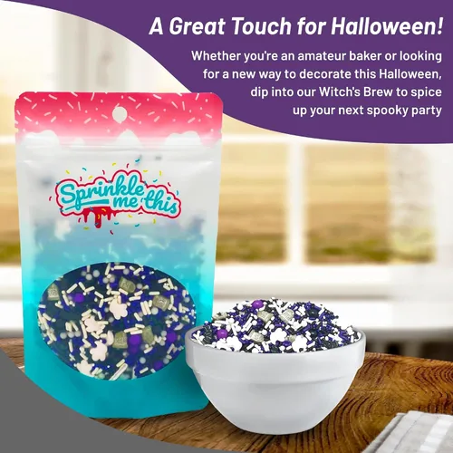 Vista 2 de Delicious & Deadly Graveyard Smash-RIP negro, violeta, morado, blanco, plata, mansión encantada de Halloween, otoño, colorido, chispas de caramelo