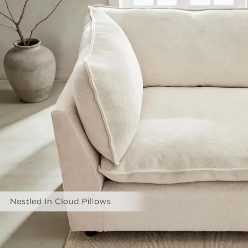 Vista 4 de Iroomy Oversized Modular Sectional Sofa, Chenille Cloud Couch, Deep Comfy Seat, 4-Seater Sofas, Couches, Living Room, Beige