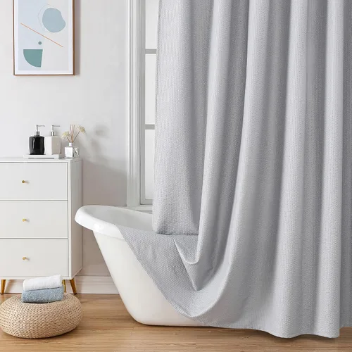 Vista 46 de OVZME Cortina de ducha de tela Berry Stall de 36 x 72 pulgadas, suave y gofre, pequeña cortina de ducha negra para baño con textura para un