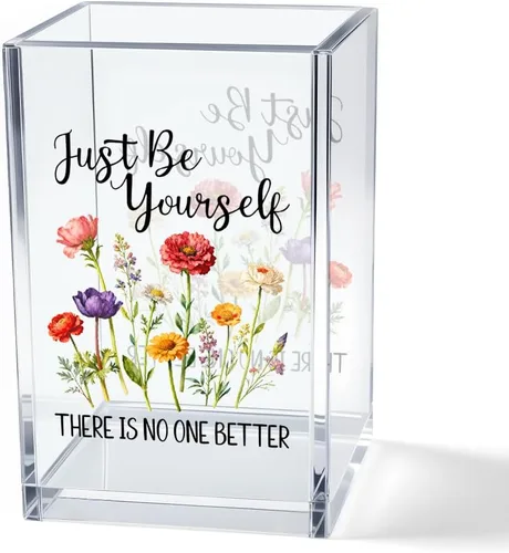 Vista 19 de Just breathe - Paquete de 2 portalápices cosméticos de acrílico tipo vaso, organizador de brochas de maquillaje inspirador Hope, regalos de fe