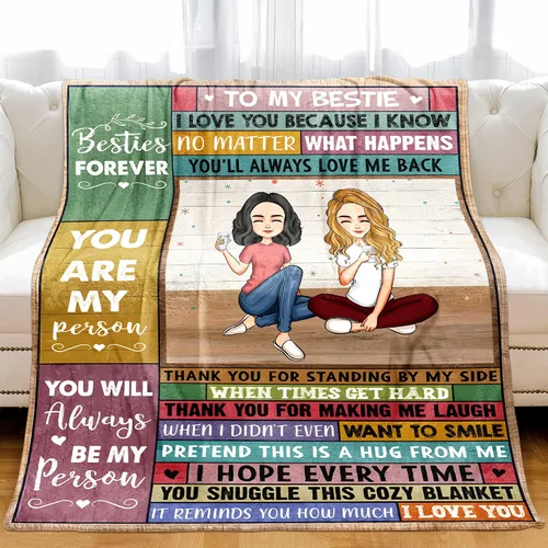Vista 2 de Manta personalizada de regalo para amigos, regalos de cumpleaños para amigos, manta de franela para el día de San Valentín, graduación, regalo