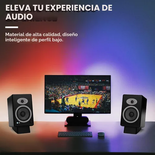 Vista 5 de HumanCentric Soporte de altavoz de escritorio para altavoces medianos, elevador en ángulo de silicona antivibración para computadora, estantería
