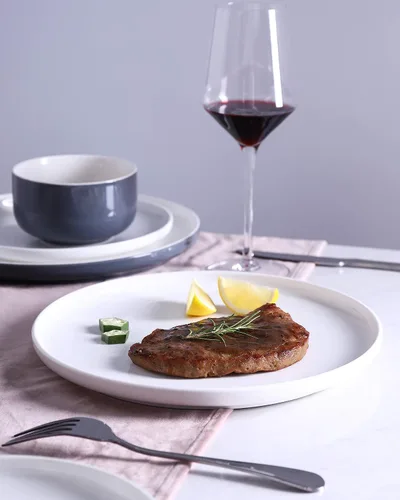 Vista 5 de Kanwone Plato de porcelana de 10 pulgadas, blanco, apto para microondas y lavavajillas