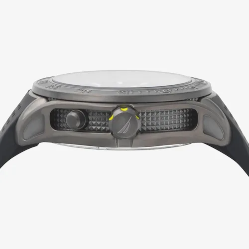 Vista 2 de Nautica Breakwater - Reloj de cuarzo de acero inoxidable con correa de silicona, color gris, 22 (modelo NAPBRW003)