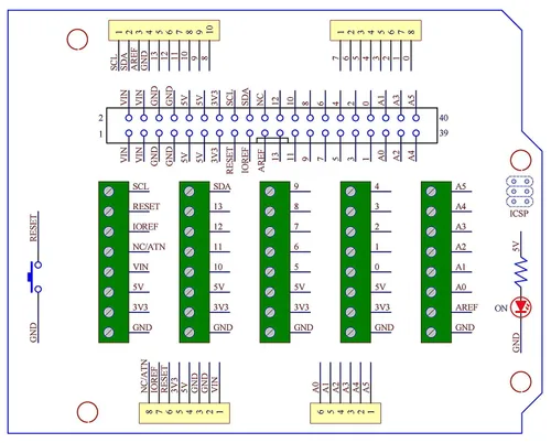 Vista 6 de Electronics-Salon Módulo Breakout de Bloque de Terminales de Tornillo Arduino, para Arduino UNO R3.