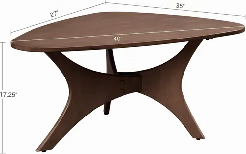 Vista 3 de INK+IVY Blaze Mesa de Centro de Madera Triangular Madera Contrachapada con Patas de Chapa de Madera, Moderna de Mediados de Siglo, Fácil Montaje