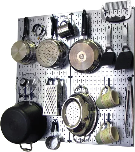 Vista 15 de Wall Control Organizador de Tablero Perforado de Cocina Estante de Almacenamiento de Ollas y Sartenes Kit de Organización con Tablero Perforado