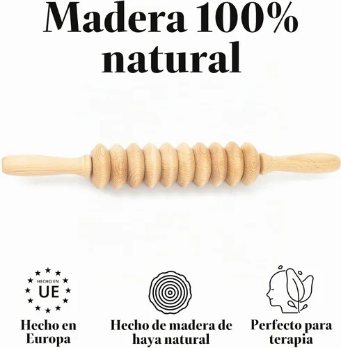 Vista 4 de Tuuli Accesorios - Rodillo de masaje de madera de disco, rodillo corporal multifuncional para celulitis, tensión muscular y apoyo a la salud