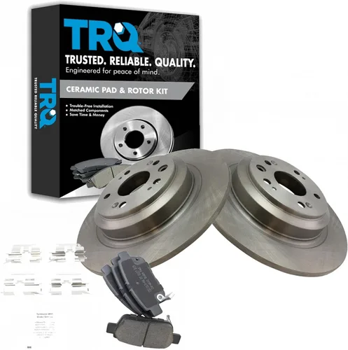 Vista 101 de TRQ Juego de pastillas de freno y rotor de cerámica trasera compatible con Honda Accord V6 1998-02 3.0L con frenos de disco traseros 02-06 Acura RSX