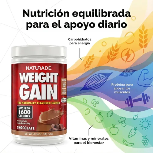 Vista 6 de Naturade - Mezcla de bebida totalmente natural para ganar peso - Sin gluten, sabor delicioso, 1600 calorías por porciones - Ganador de masa