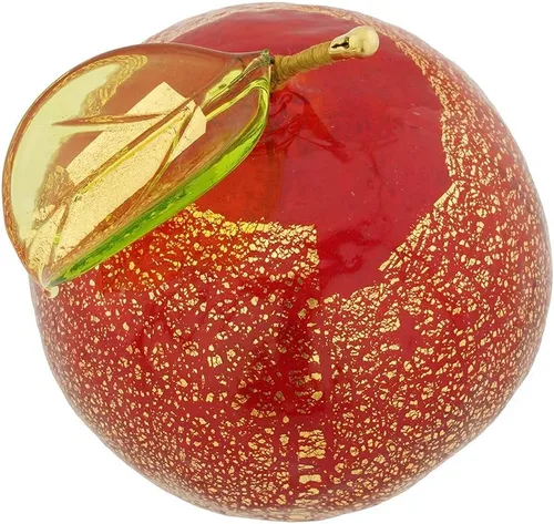 Vista 3 de Glass Of Venice Cristal de Murano, fruta naranja italiana, 2-1/2 pulgadas de alto. Figura coleccionable de cítricos rojos y dorados para cocina