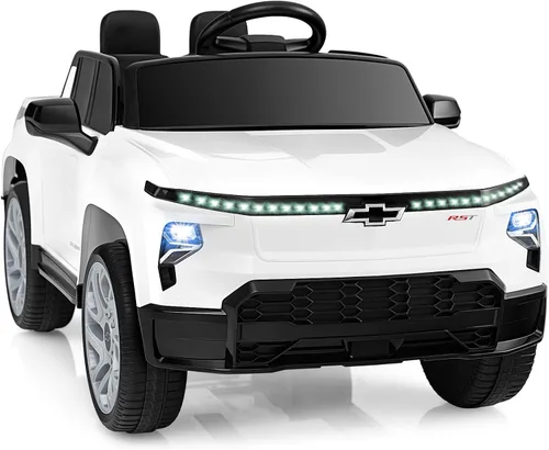 Vista 10 de Costzon Vehículo para montar en coche, camión Chevrolet con licencia de 12 V, vehículos eléctricos para niños con control remoto, almacenamiento
