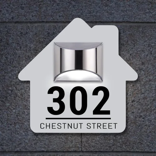 Vista 13 de Placa de puerta moderna solar personalizada, placa de dirección iluminada con placa LED personalizada, letrero acrílico iluminado LED, regalo