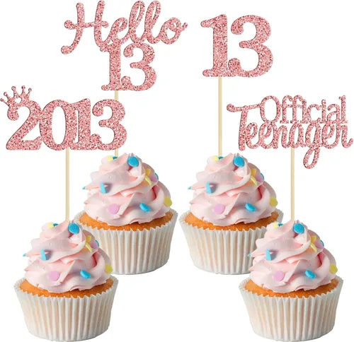 Vista 15 de Gyufise Paquete de 24 adornos negros para cupcakes de 10.º cumpleaños con purpurina negra 10 Ten Hello 10 Dights dobles desde 2015 para decoraciones