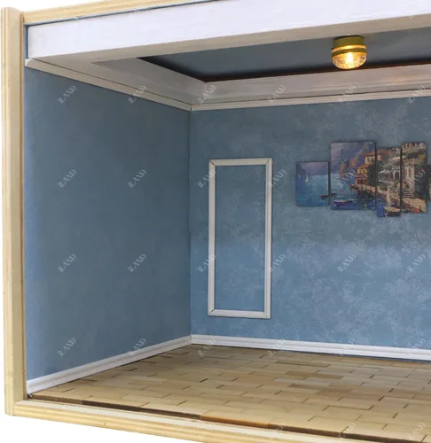 Vista 5 de iLAND Accesorios para casa de muñecas en miniatura a escala 1:12, 18 piezas, molduras de madera para casa de muñecas y zócalos y cornisa moldeada