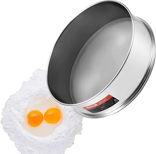 Vista 10 de VEVOR Tamiz de Harina, Tamizador de Malla 10, Colador de Malla Fina de Grado Alimenticio de Acero Inoxidable 304, Diám. 12.6" para Hornear, Agujeros