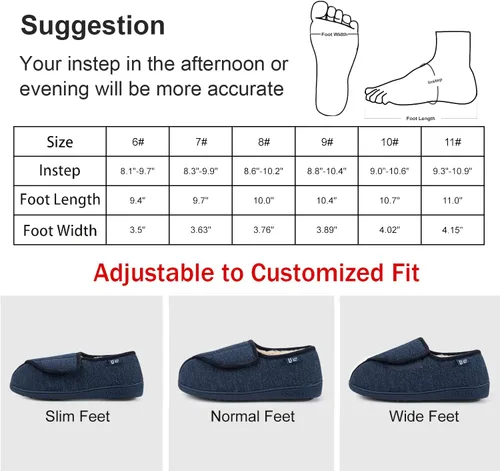 Vista 4 de LongBay Pantuflas para diabéticos de espuma viscoelástica para mujer, cómodas y acogedoras, para artritis, edema, zapatos de casa anchos