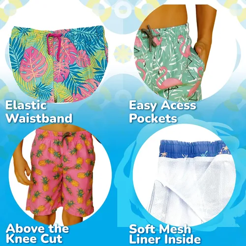 Vista 4 de INGEAR - Pantalones de baño de secado rápido para niños pequeños, pantalones de baño ideales para nadar o ir a la playa, traje de baño para niños