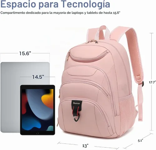 Vista 3 de Mochila para laptop Boavan para hombres (Negro, 15.6), Rosa(Amour Pink), Elegante