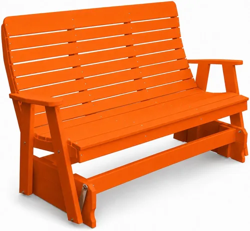 Vista 9 de Amish Made Antique Mahogany 4 ft Outdoor Glider Bench, HDPE Made in USA Fairfax Collection HDPE Poly Lumber Outdoor Glider Bench, All-Weather