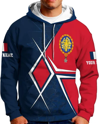 Vista 9 de Vybonz - Camisa personalizada de Francia para hombres y mujeres, Torre Eiffel París, camiseta con capucha de Francia, ropa de fútbol con bandera