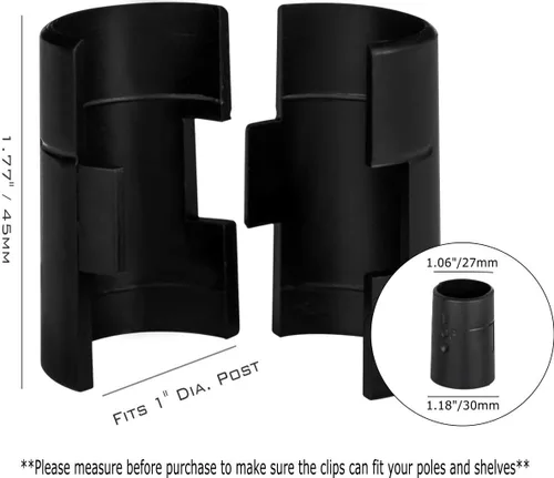 Vista 2 de Apex, clips de traba para estantes, para postes de 1", plásticos, color negro, apto para Alera, Metro, Thunder Group, Eagle, Regency, Advanced