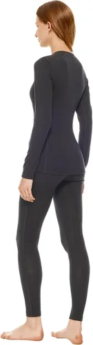 Vista 4 de Adeptwool Conjunto John de capa base de lana merino para mujer, cuello redondo, parte superior e inferior, ropa interior térmica