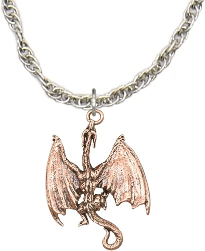 Vista 17 de Collar con colgante gótico, dragón de fantasía, Yin Yang, nórdico vikingo para regalo, estaño, cobre, oro, incluye cadena de plata de 24 pulgadas