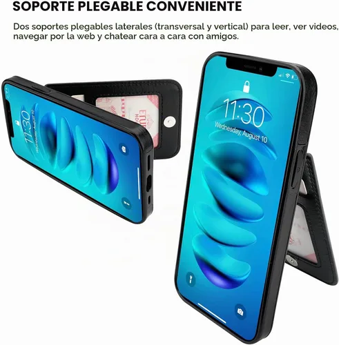 Vista 5 de KIHUWEY Compatible con iPhone 14 Pro Max Funda Cartera Plegable con Soporte para Tarjeta de Crédito, Cierre Magnético de Cuero Premium, Función