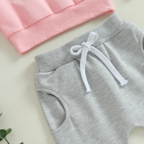 Vista 7 de Conjunto de sudadera con letras de leopardo para recién nacido, ropa de otoño e invierno