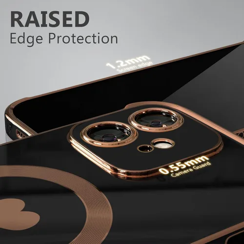Vista 3 de Funda magnética para iPhone 12 para mujeres y niñas, compatible con magnética, suave y de lujo para iPhone 12, funda de teléfono