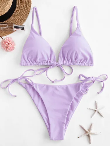 Vista 3 de ZAFUL Bikini triangular para mujer conjunto de bikini floral de dos piezas