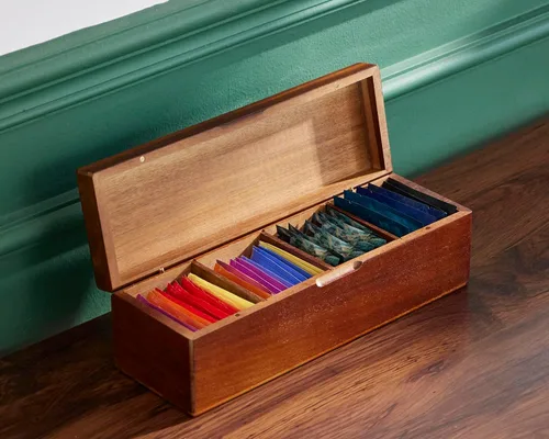 Vista 6 de SEVENY Caja organizadora de bolsas de té de madera con 4 compartimentos