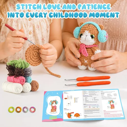 Vista 7 de Gipony Kit de ganchillo para principiantes, kits de animales de ganchillo, kit de ganchillo para principiantes, aprende a ganchillo con tutoriales