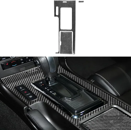 Vista 22 de NVCNX Fibra de Carbono Compatible con Ford Mustang GT Shelby 2010-2014 2011 2012 2013 Consola Central del Coche Transmisión Automática Caja