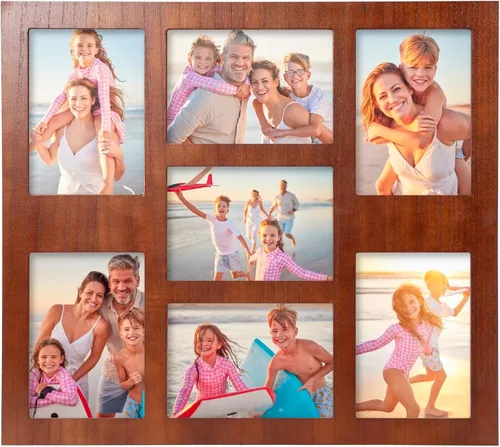 Vista 12 de Marco de fotos familiares de collage de 4 x 6 pulgadas, marco de fotos de collage de 6 aberturas para pared para soporte de mesa, juego de marcos