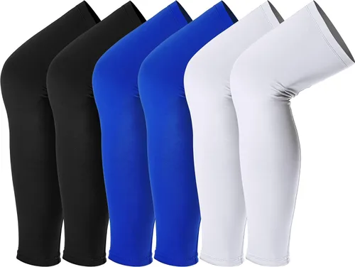 Vista 13 de Mangas de compresión para piernas, manga larga para rodilla, protección UV, para hombres y mujeres, deporte, baloncesto, fútbol americano