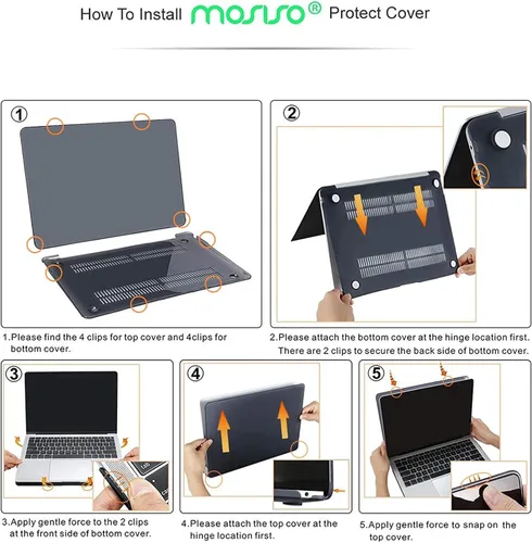 Vista 6 de MOSISO - Funda compatible con MacBook Air de 13 pulgadas M1 2022-2018, color rosa bebé Plastic Hard Shell&Keyboard Cover&Screen Protector for
