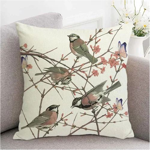 Vista 13 de Juego de fundas de cojín de lino con decoración de animales de estilo granja, funda de cojín para pájaros, cojín para patio, jardín, sofá, sillón