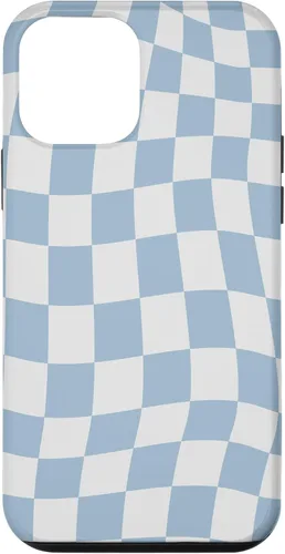 Vista 16 de Funda estética pastel azul claro remolino a cuadros para iPhone 16